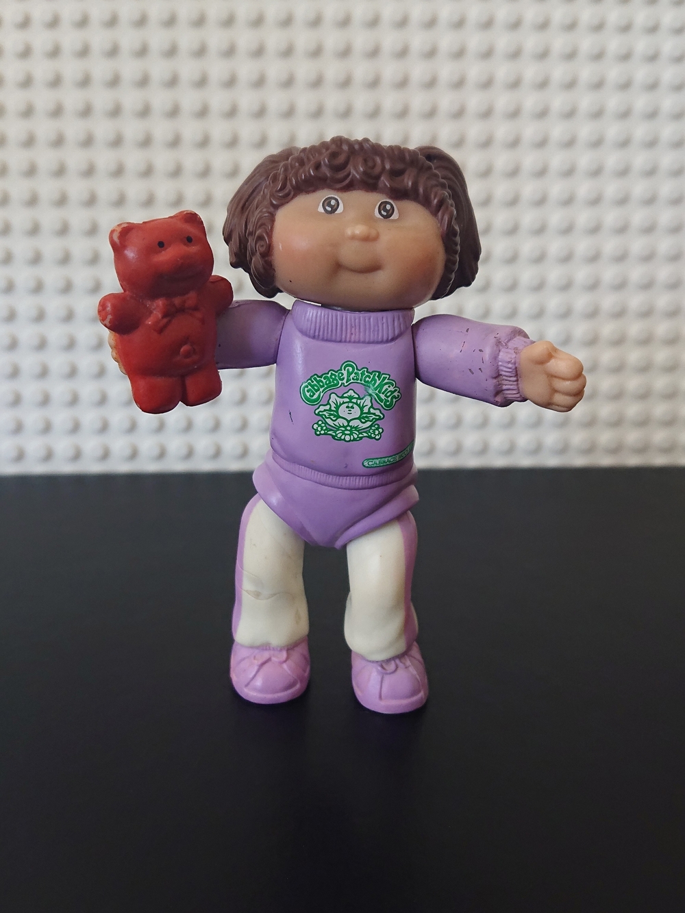 1984 Vintage AA Inc - Cabbage Patch Kids Girl 3.5" PVC Figure - Purple Jumpsuit